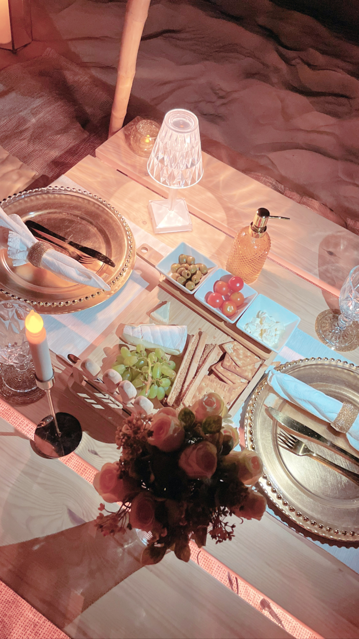 Boho picnic setup for 13 to 18 guests
