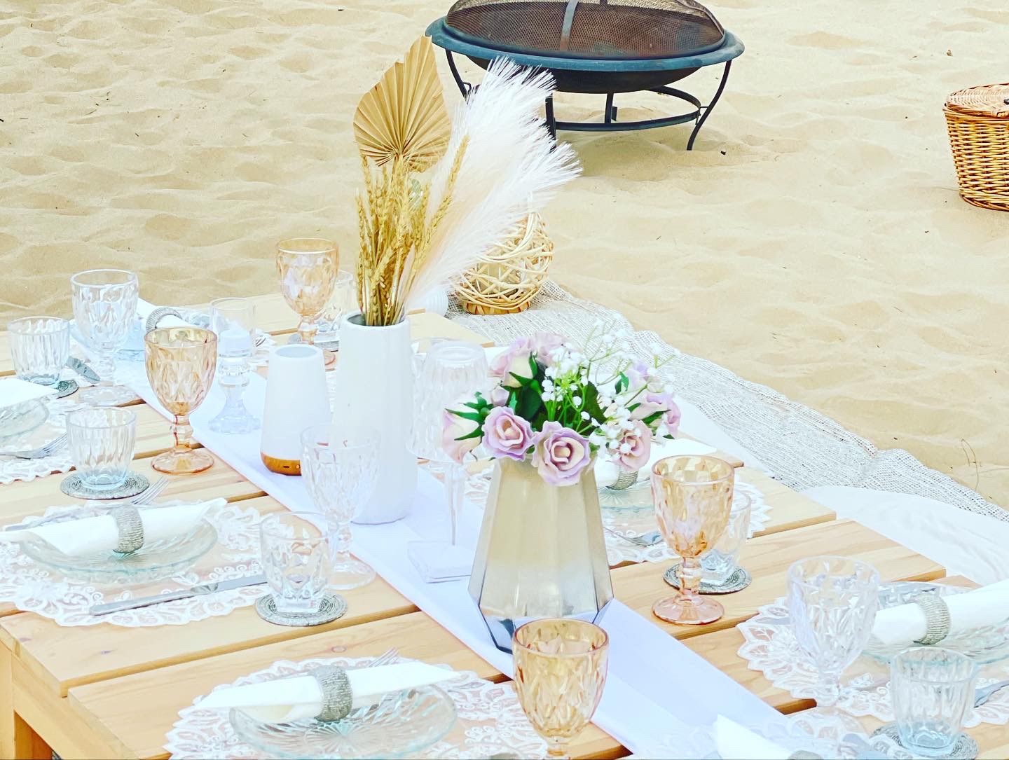 Boho picnic setup for 7 to 12 guests